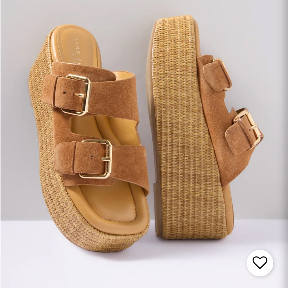 Marc Fisher Tan Platform Sandals with Adjustable Straps